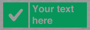 Custom green background, green square with tick sign